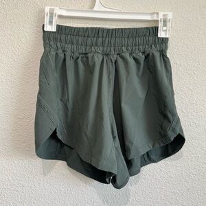 Lululemon Womens Track High Rise Lined‎ Shorts 5" Army Green Yoga Gym Workout